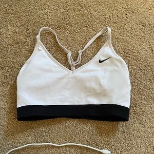 Nike White and Black Lightweight Sports Bra